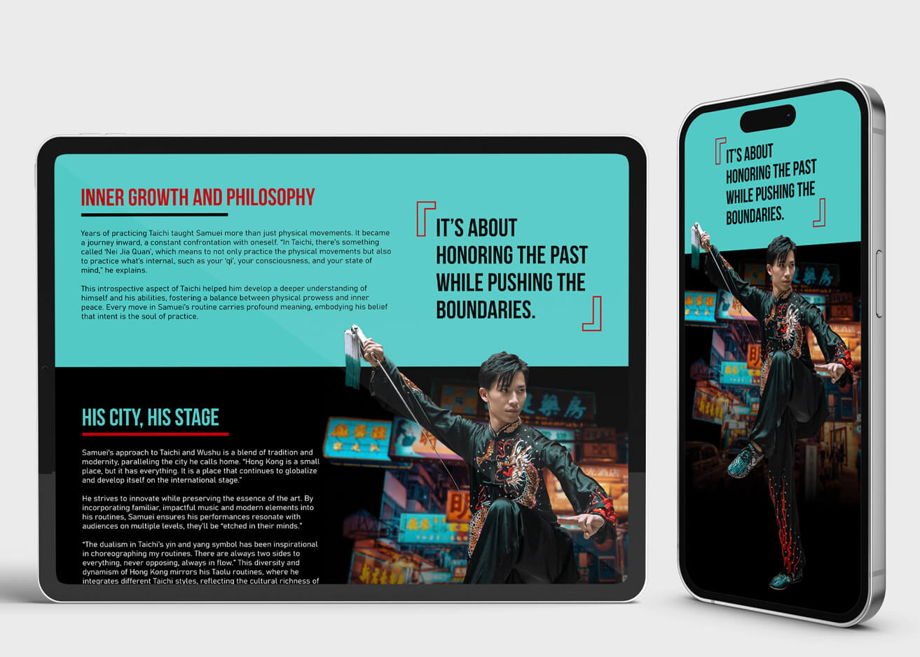 Brand Hong Kong website mockup shown on iPad and iPhone