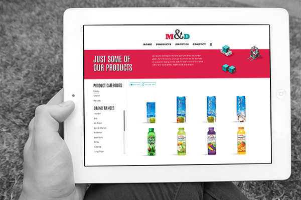 M&D eCommerce shop design shown on iPad